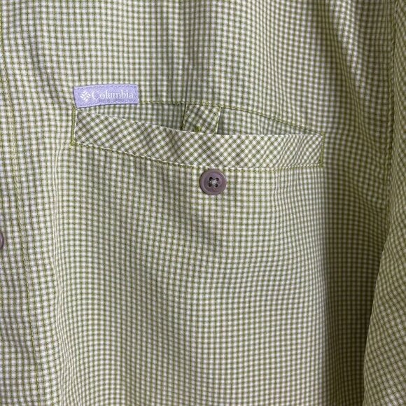 Columbia Sportswear Mens XL Short Sleeve Green Plaid Button-Up Shirt With Chest - Picture 5 of 7